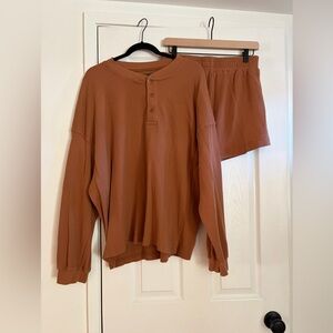 DAILY DRILLS - ribbed long sleeve top & shorts set